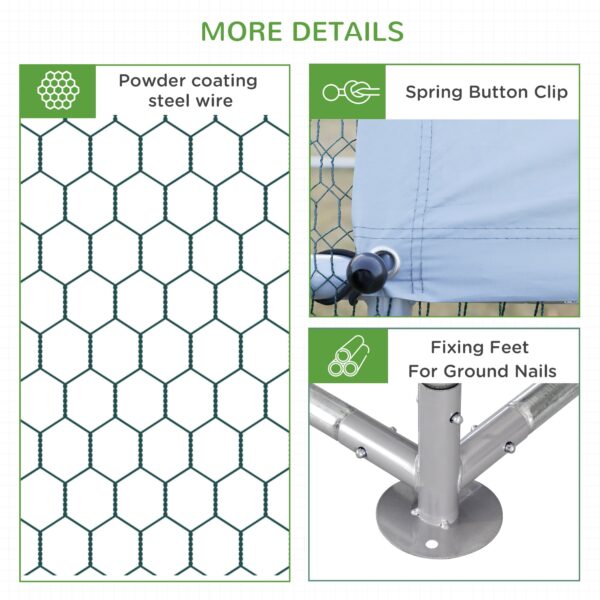 PawHut 13.1 ft Large Metal Chicken Coop for 12 Chickens, Walk-In Chicken Coop Run, Big Chicken House, Ducks Rabbit Enclosure for Backyard with Water-resistant and Anti-UV Cover