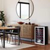 24 inch Wine Cooler, 46 Bottle - Dual Zone Built-in or Freestanding Fridge with Stainless Steel Reversible Glass Door, for Home, Kitchen, or Office.