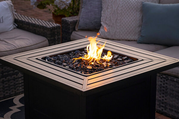 Mr. Bar-B-Q - Outdoor Fire Pit with Steel Mantel - Black