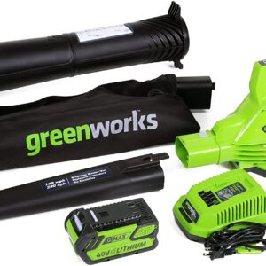 40V 185 MPH Variable Speed Cordless Leaf Blower/Vacuum, 4.0Ah Battery and Charger Included 24322