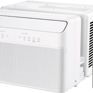 8,000 BTU U-Shaped Smart Inverter Air Conditioner – Cools up to 350 Sq. Ft., Ultra Quiet with Open Window Flexibility, Compatible with Alexa, 35% Energy Savings, Remote Control (Renewed)