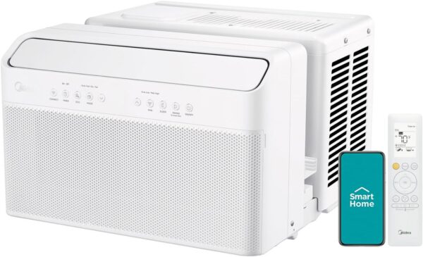 010a906682ca4fadaa639831ca79af68 8,000 BTU U-Shaped Smart Inverter Air Conditioner – Cools up to 350 Sq. Ft., Ultra Quiet with Open Window Flexibility, Compatible with Alexa, 35% Energy Savings, Remote Control (Renewed)