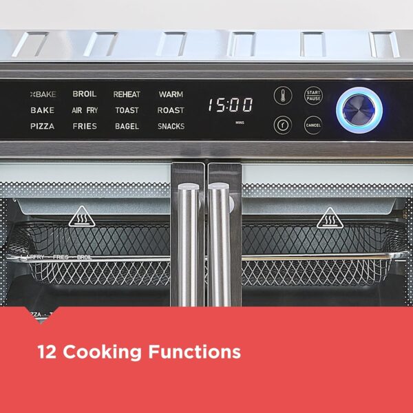 013cd5907bb0431c9b99da0b5c4fad37 Crisp 'N Bake Air Fryer Toaster Oven Combo, 12 in 1 Countertop Convection Oven Cooks Food Fast, Fits a Whole Pizza or 6 Toast Slices, French Doors with Stainless Steel Finish