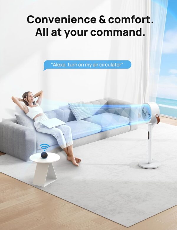 0154b5521aac45859b4b96ee0ccb48e3 Dreo Pedestal Fan with Remote, PolyFan 513S, 43'' Quiet Standing Fan for Home Bedroom, 120°+105° Smart Oscillating Floor Fans with Wi-Fi/Voice Control, Works with Alexa/Google, 6 Modes, 8 Speeds,Grey