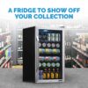 Newair 126 Can Beverage Refrigerator Cooler, Freestanding Mini Fridge with SplitShelf in Stainless Steel for Home, Office or Bar