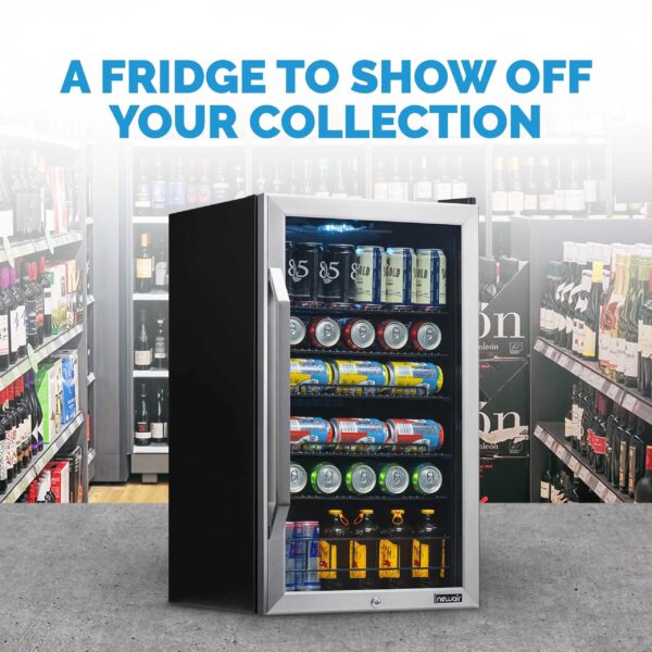 015a600cc03242b888e516a15431d32d Newair 126 Can Beverage Refrigerator Cooler, Freestanding Mini Fridge with SplitShelf in Stainless Steel for Home, Office or Bar