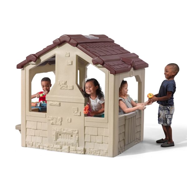 Step2 Charming Cottage Brown Toddler Plastic Playhouse for Kids Outdoor Toys