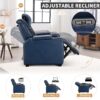 Power Home Theater Seating Set of 3, Brown Faux Leather Electric Recliner Chair with Powered Headrest, Dual Motors Movie Reclining Chairs with LED Lights,USB Port,Cup Holders, Hidden Arm Storage