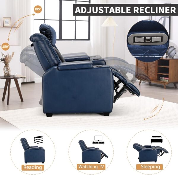 01efb9c335a441248514de82912c9b9d Power Home Theater Seating Set of 3, Brown Faux Leather Electric Recliner Chair with Powered Headrest, Dual Motors Movie Reclining Chairs with LED Lights,USB Port,Cup Holders, Hidden Arm Storage