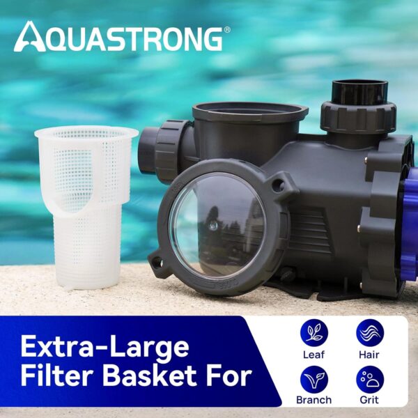 0243e3c7978f49fd80f891a4538cb462 AQUASTRONG In/Above Ground Pool Pump, High Flow (with Timer, 2HP, 8917 GPH, 220V)