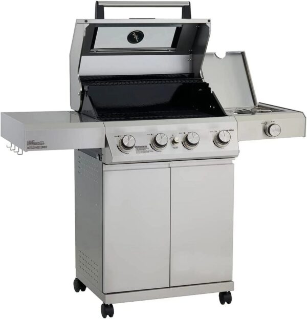 02972814788e411a82341454aba9e7ac Mesa 4-Burner Propane Gas Grill in Stainless Steel with Clear View Lid, Side Burner, and LED Controls by Monument Grills