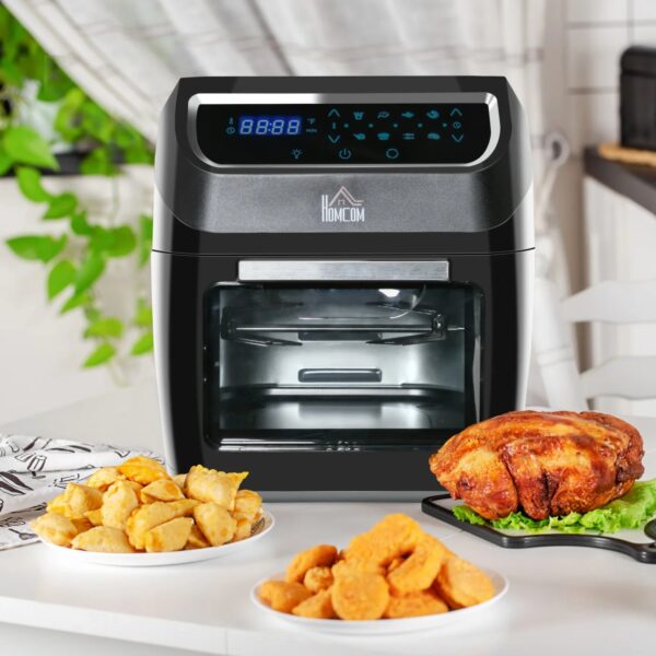 02972a1d58b746b4a59b8ba35e0bee56 12QT Air Fryer Oven Combo, 8-in-1, 1700W, LED Display, Black, Includes Accessories