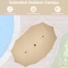 15 ft Large Patio Umbrella with Solar Lights Double-Sided Outdoor Rectangle Market Umbrellas with 36 LED Lights/Base Included/Easy Crank for Patio Garden Yard Pool Lawn, Brown