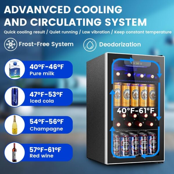 031b6c132d5c4babbbc2ba74f92772d9 Mini Fridge 130 Can Beverage Refrigerator Cooler, 3.2 Cu.Ft Drink Fridge for Soda Wine Beer, Adjustable Temperature Control for Home Office, Black