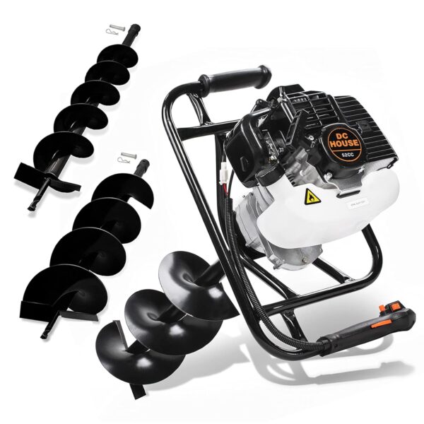 033f6593b49c47ee855cc5808af6cd24 DC HOUSE 52cc 2.4HP Gas Powered Post Hole Digger with Two Earth Auger Drill Bit