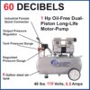 Air Tools 8010 Ultra Quiet Oil-Free Air Compressor, 1.0 HP, 8 Gallon, 120 PSI, 60 dB Noise Level