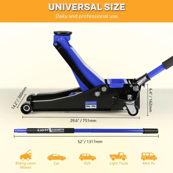 03944e85ea814cf1915323f26749ce1b 4-Ton Floor Jack, Low Profile Car Jack, Heavy-Duty Trolley Jack Car Lift with Dual Pump Pistons, Lifting Range 4"-21", 8000LBS