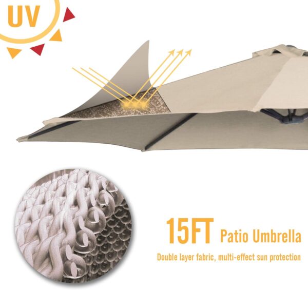 03f3394c50d74ce7a9cddef3e8d3392a 15ft Patio Umbrella with Solar Lights, Large Double Umbrella Outdoor, Rectangle 180''x106'' Umbrellas with 156 PCS LED Lights and Crank Handle for Backyard Deck Pool Shade in Black(1.9" Pole)