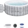 Bestway SaluSpa Fiji AirJet Large Round 2 to 4 Person Inflatable Hot Tub Portable Outdoor Spa with 120 AirJets and EnergySense Cover, Grey