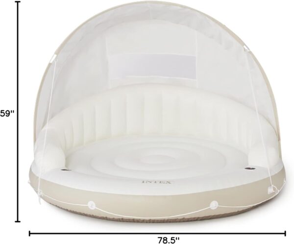 58292EP Canopy Island Inflatable Pool Float: Comfortable Lounge Surface – Built-in Cup Holders – Detachable Sunshade – 440lb Max Weight Capacity – 78.5" x 59"