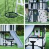Backyard Discovery Canyon Creek Cedar Wood Swing Set with Wave Slide, Clubhouse, Play Kitchen, Picnic Area, Belt Swings, Web Swing, Rock Wall, Balconies, Playhouse, Step Ladder, Outdoor Playset