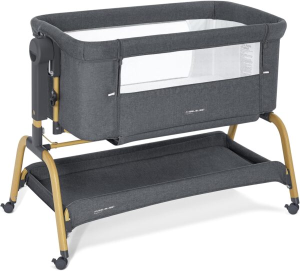 054c4fe6153b430b832f425ff8162bc9 Rocking Bassinet Bedside Sleeper, Adjustable Height, Portable with Wheels, Includes Comfy Mattress, for Newborns