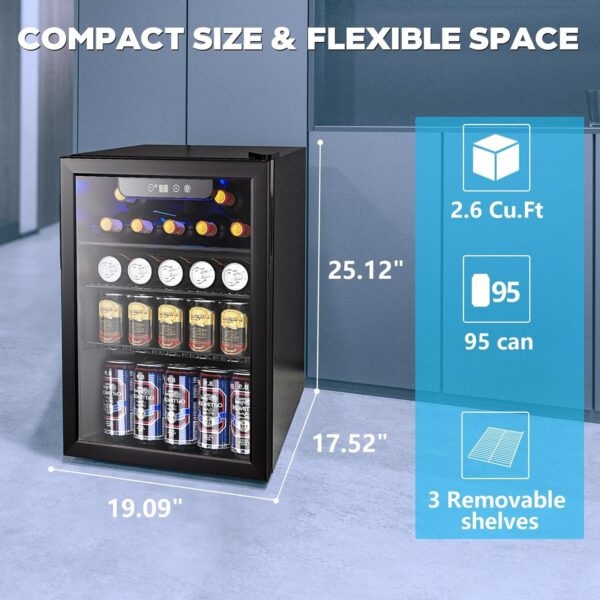 05974d4ba66245e796c077d48d24e2ee Mini Fridge 130 Can Beverage Refrigerator Cooler, 3.2 Cu.Ft Drink Fridge for Soda Wine Beer, Adjustable Temperature Control for Home Office, Black