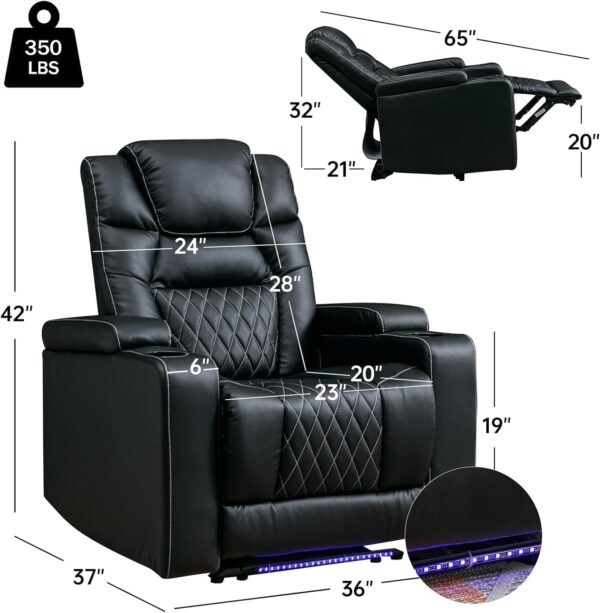 05a8b9b8931e42f2b9a2a54f6bd0aa37 Power Home Theater Seating Set of 3, Brown Faux Leather Electric Recliner Chair with Powered Headrest, Dual Motors Movie Reclining Chairs with LED Lights,USB Port,Cup Holders, Hidden Arm Storage