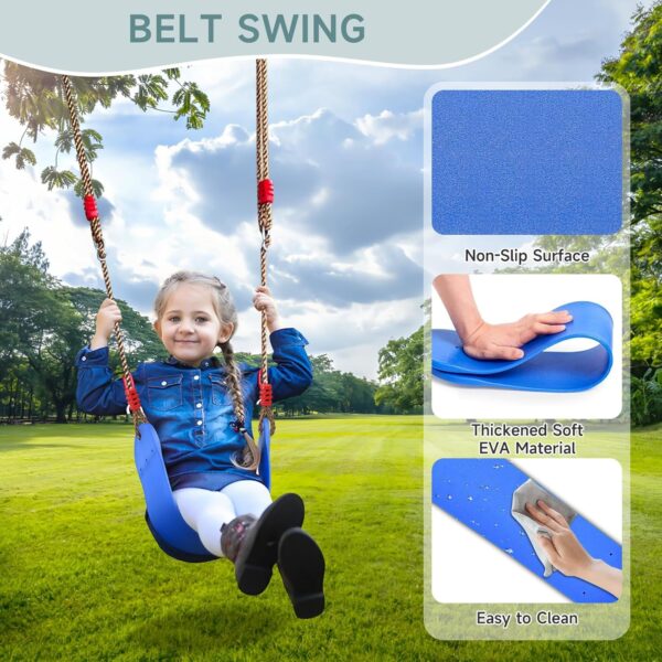 05cc8f313e684abaa789aac646651179 Swing Sets for Backyard, Toddler Swing Set with 2 Seat 1 Saucer & 1 Belt Seat, 440lbs Heavy-Duty Swing Frame w/8 Ground Stakes, A Frame Outdoor Swingset for Kids and Adults for Backyard