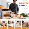 Tray Food Dehydrator, Steel Fruit Dry Machine with 30 90∼C Adjustable Thermostat, 24hr Digital Timer