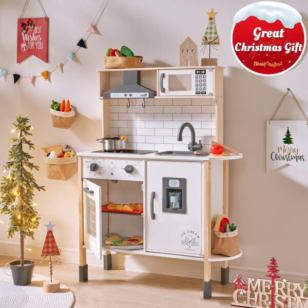 066ad5b4b230446185cd87d036ec0b13 Children's small land play kitchen, wooden children's play kitchen toy set