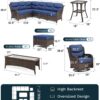 Outdoor Swivel Rocker Patio Chairs with 6-Inch Thick Cushions and Side Table, 3PCS High Back Wicker Patio Furniture Set for Porch, Balcony, Deck and Yard in Blue