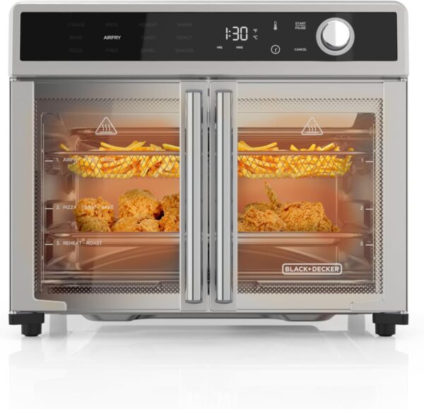 07966a2fed834d929069cb9a659e5b19 Crisp 'N Bake Air Fryer Toaster Oven Combo, 12 in 1 Countertop Convection Oven Cooks Food Fast, Fits a Whole Pizza or 6 Toast Slices, French Doors with Stainless Steel Finish