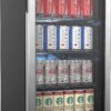 Beverage Refrigerator and Cooler - 120 Can Mini Fridge with Glass Door for Soda Beer or Wine - Small Drink Dispenser Machine for Office or Bar with Adjustable Removable Shelves