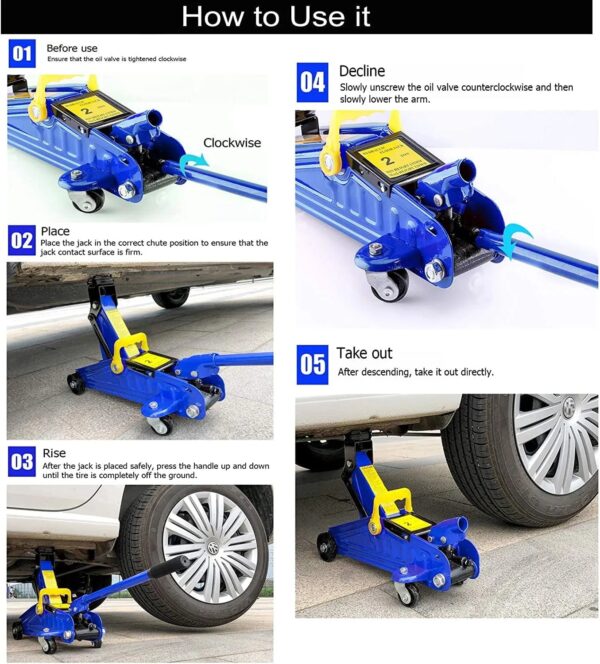 07e38b597a304b048ef639986f9b932a 2T Floor Jack Car Trolley Jack Hydraulic Jack Quick Lift Jack with 2pcs Axle Stands 3 Ton