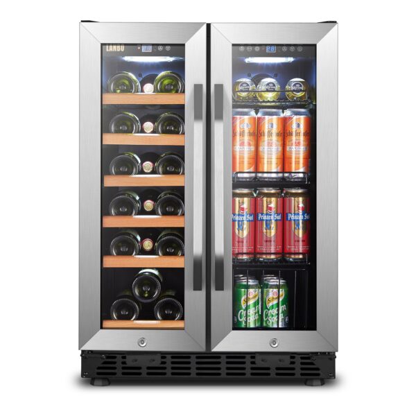 0829122d0d15470f8efb2e2457b3013d Lanbo - Freestanding/Built-In 23.4'' width 18 Bottle 56 Can Dual Zone Combo Wine and Beverage Cooler - Black