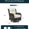Outdoor Swivel Rocker Patio Chairs with 6-Inch Thick Cushions and Side Table, 3PCS High Back Wicker Patio Furniture Set for Porch, Balcony, Deck and Yard in Blue
