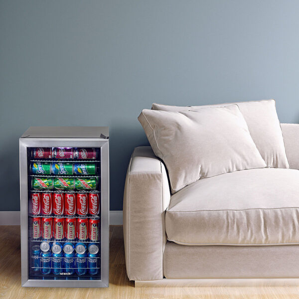 0863383dcc9745e6a74c8726472e81b2 NewAir - 126-Can Beverage Cooler with Adjustable Shelves and 7 Temperature Settings for Kitchen, Game Room, and Home Office - Stainless Steel