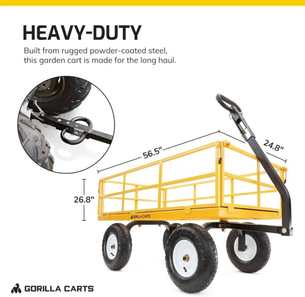 089b5564080e4d7195adf5387cb03cce 7 Cu Ft Heavy Duty Steel Utility Cart, with Steel Mesh Bed 1200 Pound Hauling Capacity, for Outdoor, Yard Camping, Yellow