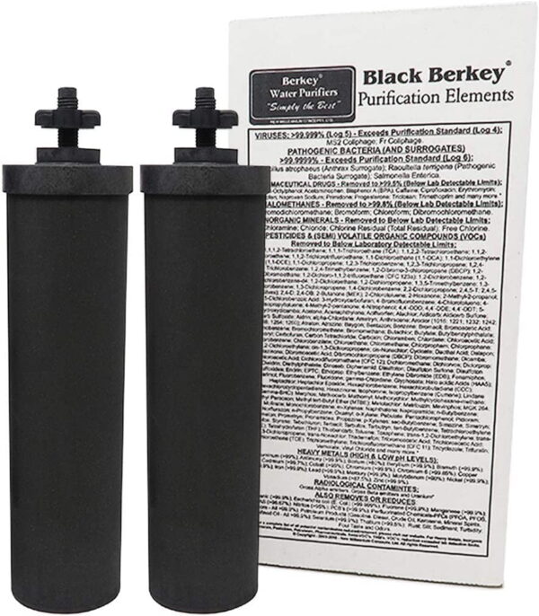 Travel Berkey Gravity-Fed Water Filter with 2 Black Berkey Purification Elements & Berkey Primer Combo Set