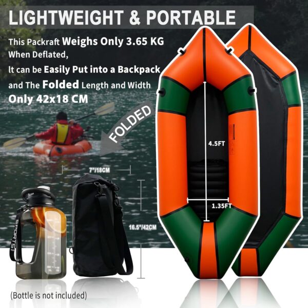 08f48ab069ee404285073be1d5f93062 Lightweight Packrafts, TPU Inflatable Kayak for Flat Water Rafting Camping Trip/Fishing/Water Adventures 1 Person/2 Person Packraft, 330lb/660lb Weight Capacity