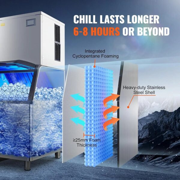 08fef1da87314937a87bfb9b69c5f4bf VEVOR Commercial Ice Maker, 360LBS/24H Ice Making Machine with 330.7LBS Large Storage Bin
