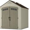 Suncast Vista 7x7 Storage Shed with Multi-Wall Resin Panels, 4 Skylights, IllumiVent System, and Pad-Lockable Doors, 84" D x 84" W x 98" H, Made in The USA