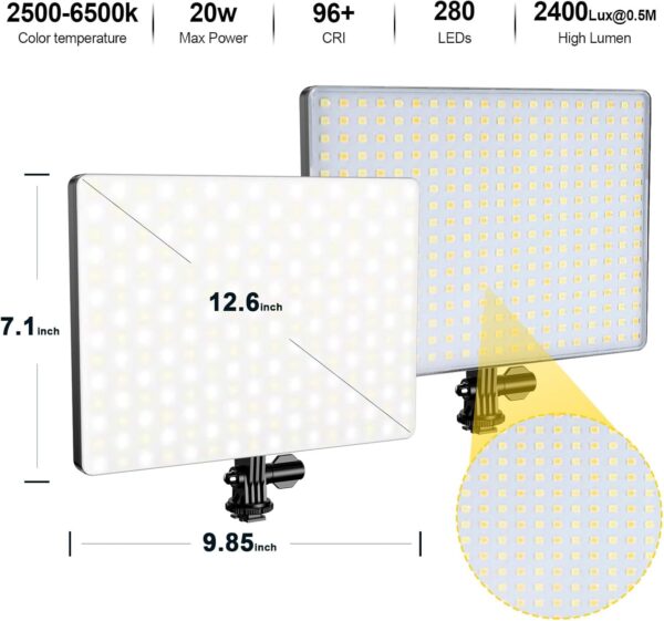 09475877efb941c48f16a35c3415350b D50 LED Video Light Panel Lights 15.4", 2 Packs 45W 3000K-8000K Bi-Color Dimmable Photography Lighting, CRI 96+ Videography Lighting for Video Shooting/Gaming/Live Stream/Studio/Film