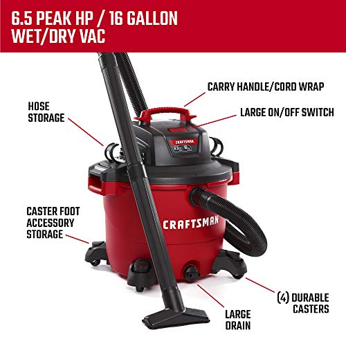 0970617500ea49d4a210e029d6b928c4 CRAFTSMAN 16 Gallon 6.5 Peak HP Wet/Dry Vac, Heavy-Duty Shop Vacuum