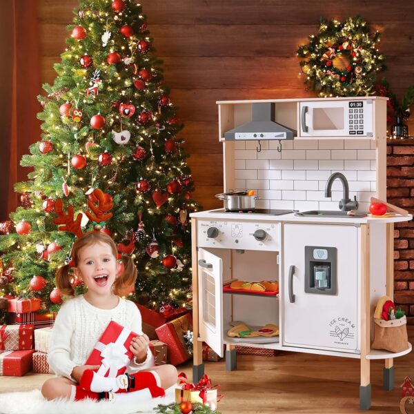 0a6b24191af5448db762c5c2a951ec54 Children's small land play kitchen, wooden children's play kitchen toy set