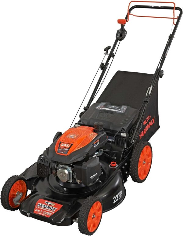 0a84bba710cb44db85f3944a51df158f 22 in. 201cc Select PACE 6 Speed CVT High Wheel RWD 3-in-1 Gas Walk Behind Self Propelled Lawn Mower, Black