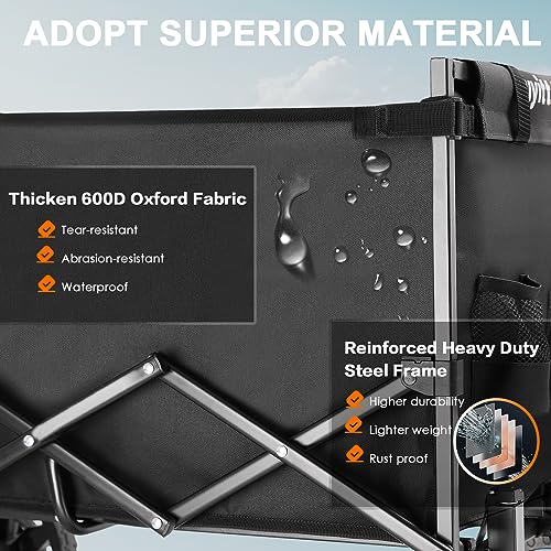 0a85d23aefaa45a0b3faac21a000d233 Uyittour Collapsible Wagon Cart Heavy Duty Foldable, Utility Grocery Wagon for Camping Sports Shopping