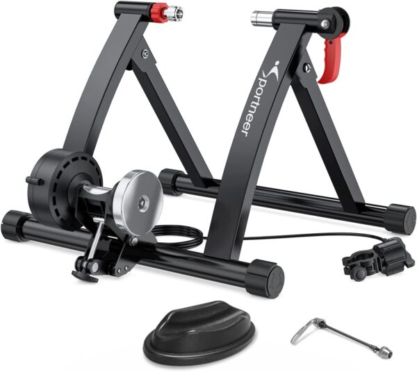 0b474cbfb6ab4b9c8aa16c649e0b23ff Bike Trainer Stand Indoor Riding - Sportneer Magnetic Stationary Bicycle Exercise Stand with Noise Reduction Wheel, 6 Resistance Adjustable