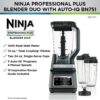 BN801 Professional Plus Kitchen System, 1400 WP, 5 Functions for Smoothies, Chopping, Dough & More with Auto IQ, 72-oz.* Blender Pitcher, 64-oz. Processor Bowl, (2) 24-oz. To-Go Cups, Grey